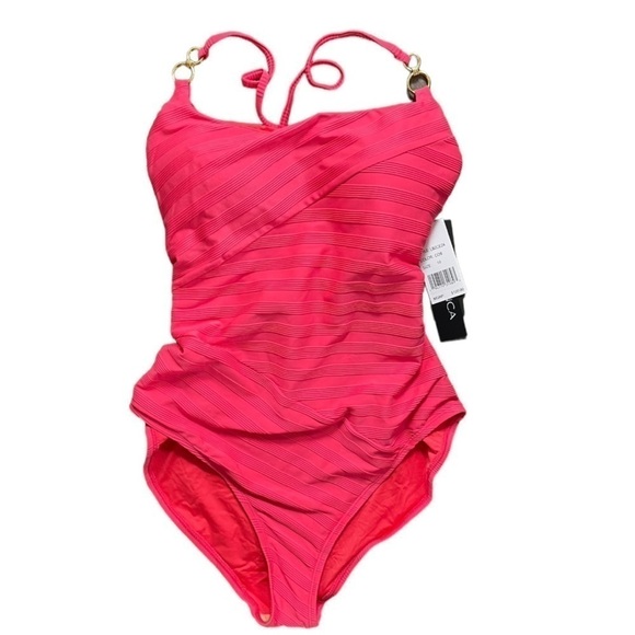 New! La Blanca Linea Costa Cross Back One Piece Swimsuit - Picture 4 of 9